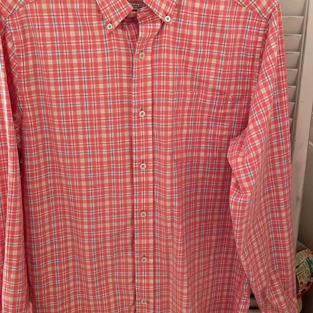 Southern Tide Coral Plaid Button Down Shirt Classic Fit Small Easter Spring
